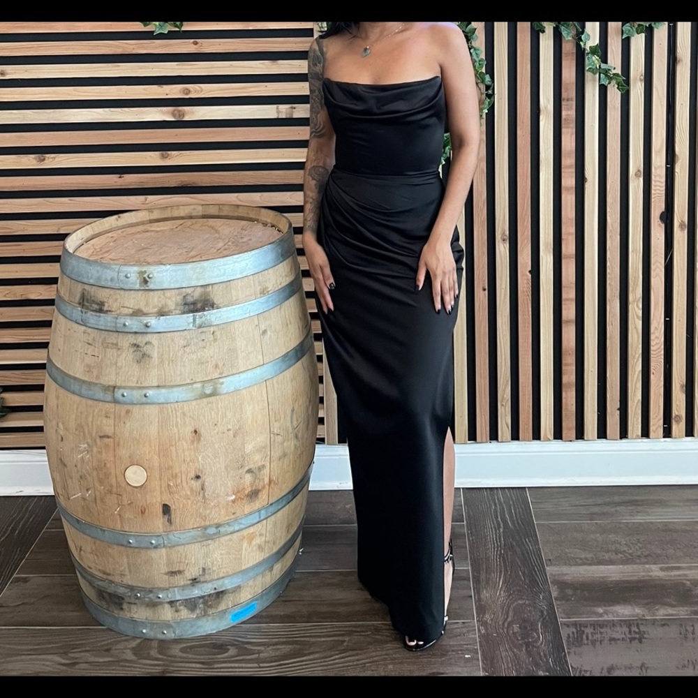 SCARLET SATIN STRAPLESS GOWN from HOUSEOFCB. Worn only once. Original price $299